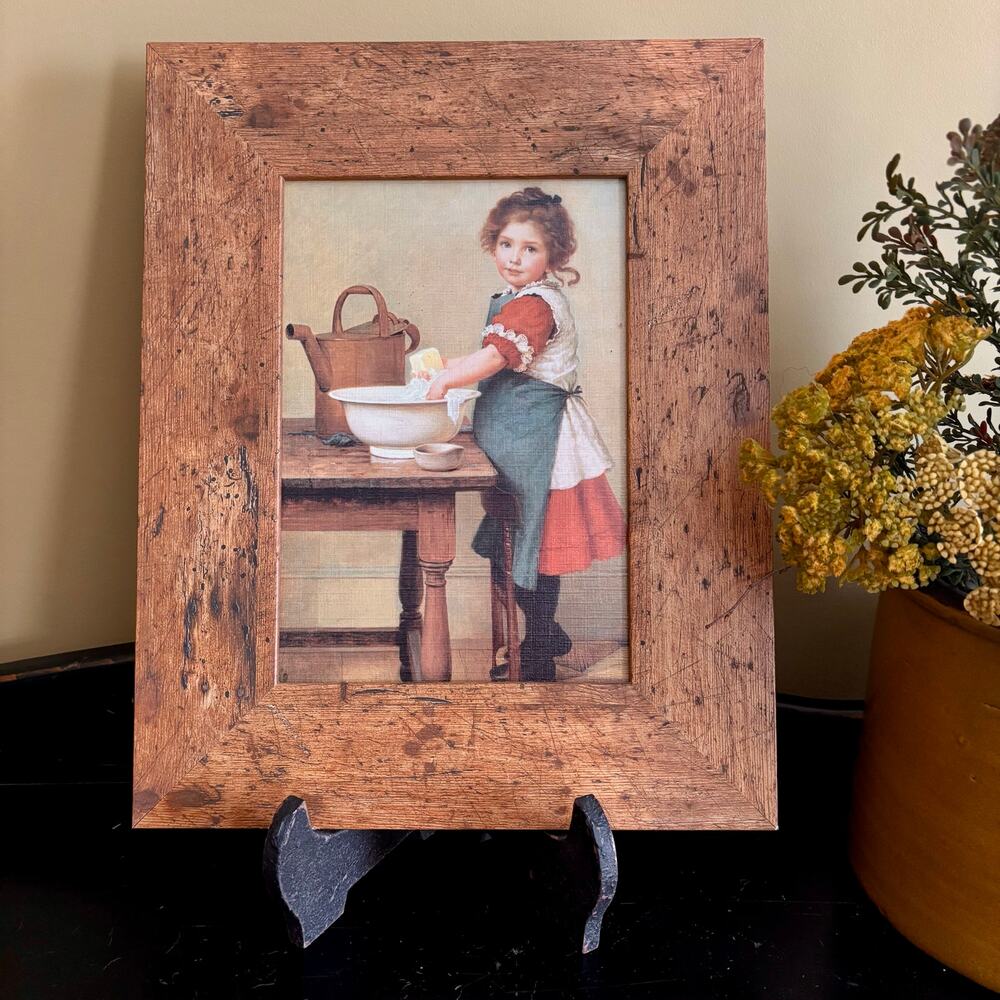 George Dunlop Leslie "This Is The Way We Wash Our Clothes" Print in Rustic Frame